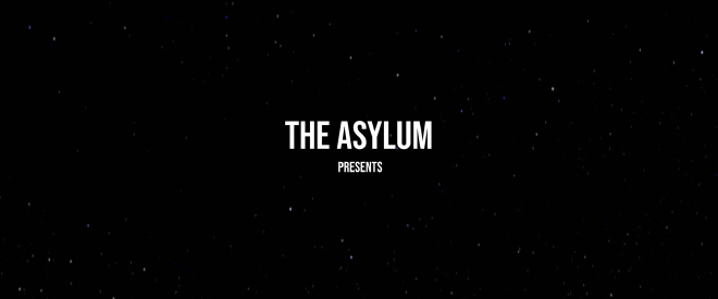 A title card from Planet Dune, reading &ldquo;THE ASYLUM PRESENTS&rdquo;, set against a dark, space background.
